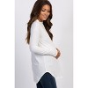 PinkBlush Ivory Long Sleeve Ribbed Maternity Top - 3 of 4