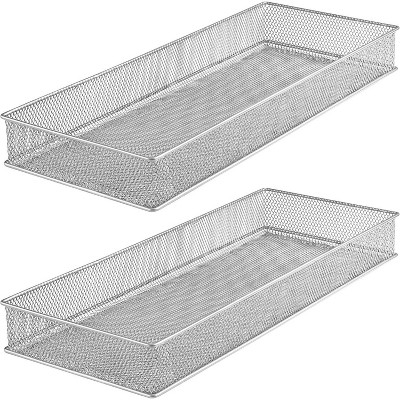 YBM Home Silver Mesh Drawer and Desk Organizer Tray, Pack of 2