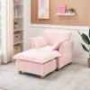 Corduroy Sofa Chair with Ottoman,Single Seat Sofa Chair for Small Spaces,Retro Corduroy Sofa Chair for Living Room or Bedroom-Coolbibila - 3 of 4