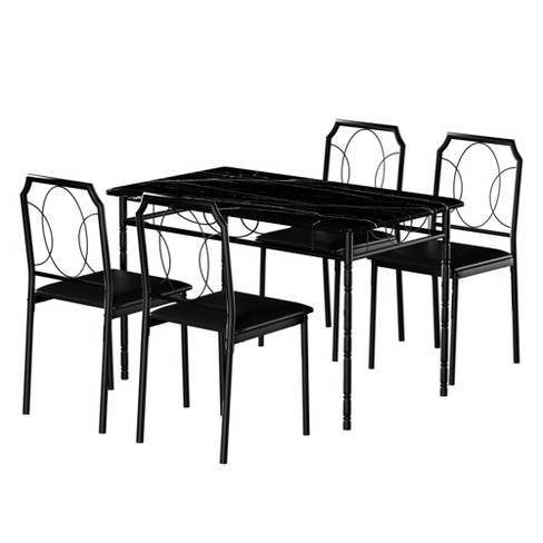 VECELO 5 Pieces Sets, Industrial Counter Height Tabletop with Bar Stools, Rectangle Breakfast Table and Chairs for Dining - image 1 of 4