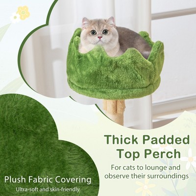 Green Multi-Level Cat Tree with Sisal Scratching Posts and Hammocks