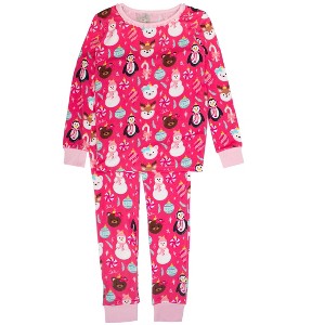 RuffleButts SoftSnooze Girls Holiday Ruffle Long Sleeve Pajama Set - 1 of 4