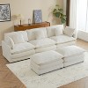 NicBex Couches for Living Room 112.6" Modular Sectional Sofa L-Shape Corduroy Upholstered Sofa Couch with Side Storage Pockets and Ottoman, Beige - 4 of 4