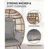 Oversize Wicker Egg Chair with Ottoman – Grey Rattan Hanging Basket Chair with Thick Cushion (Weather-Resistant) - 4 of 4