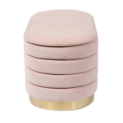Cream Velvet Storage Bench with Gold Base