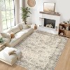 10x13 Beige Vintage Floral Washable Rug, Soft Low Pile Area Carpet, Stain-Resistant Non-Slip Throw Floor Cover for Nursery, Apartment, Living Room - 2 of 4