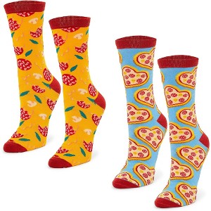 Zodaca Pizza Crew Socks for Women, One Size (Yellow, Blue, 2 Pairs) - 1 of 4