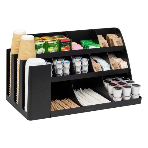 Mind Reader 14 Compartment Cup And Condiment Organizer Black: Coffee ...