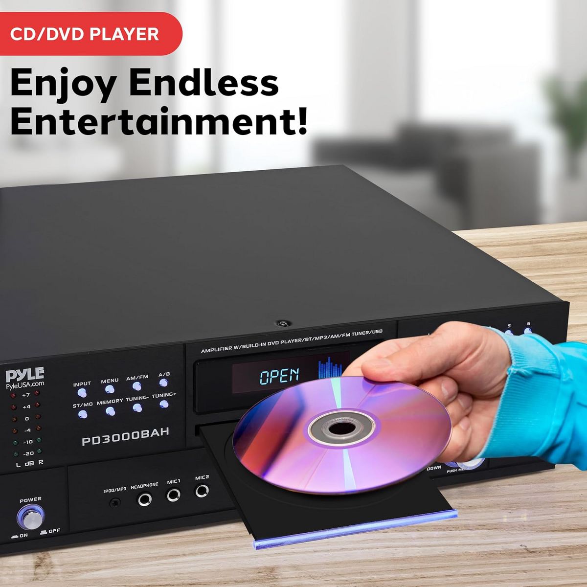 Pyle 4-Channel Bluetooth Home Theater Amplifier with CD/DVD Player (PD3000BAH) - thumbnail 4