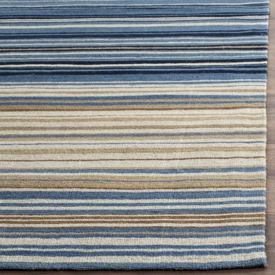 Marbella Blue and Beige Hand Loomed Wool Rug 4' x 6'