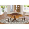 HomeStock 3-Pc Mahogany Finish Solid Wood Top - Round Dining Room Set - Seats 4 - 2 of 4