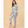 Allegra K Women's Satin Button Down Sleepshirt with Pants Sleepwear Pajama Set - 2 of 4