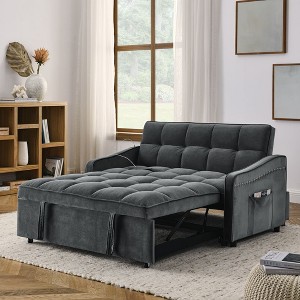 Sapphtopaz Loveseats Sofa with Pull-out Bed and USB Port Upholstered Sofa Bed with Adjsutable Back and 2 Pocket Couches for Living Room,Bedroom - 1 of 4