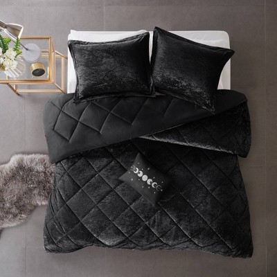 4pc Full/Queen Alyssa Velvet Comforter Set - Black