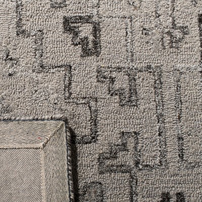 Handmade Abstract Black & Taupe Wool-Blend 6' Square Area Rug
