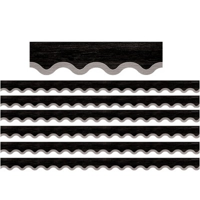 Teacher Created Resources® Modern Farmhouse Black with Gray Scalloped Border Trim, 35 Feet, 6 Packs