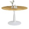 Harrison 35'' Wood Grain Finish Round Top With Metal Base Round Pedestal Dining Table-Maison Boucle - image 2 of 4