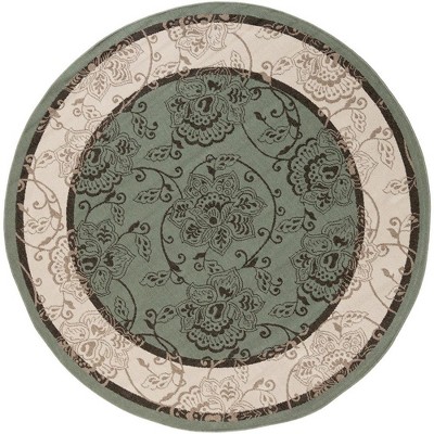 Mark & Day Joel 7'3" Round Woven Indoor and Outdoor Area Rugs Green: Stain-Resistant, Pet Friendly, Traditional Scroll Pattern