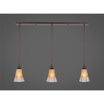 Toltec Lighting Any 3 - Light Chandelier in  Bronze with 5.5" Fluted Gold Champagne Crystal Shade