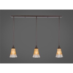 Toltec Lighting Any 3 - Light Chandelier in  Bronze with 5.5" Fluted Gold Champagne Crystal Shade - 1 of 1