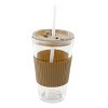 Mr. Coffee Sip Savvy 4 Piece 15 Ounce Silicone Sleeve Glass Cup Set w/ Lid and Straw - 2 of 4