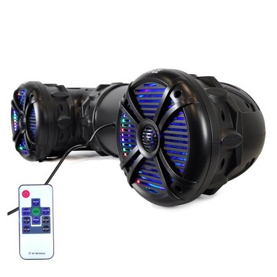 Pyle PLATV85BT 1,000 Watt Portable Waterproof Bluetooth Marine Speaker with Color Changing LED Lights for Off-Road Vehicles, ATV, UTV, and Golf Carts