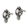 Chisel Stainless Steel Antiqued and Polished with Cubic Zirconia Cross Stud Earrings - 3 of 4