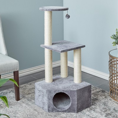 Two by Two Brea - Gray Scratching Post Cat Furniture - 42.9 in. Tall