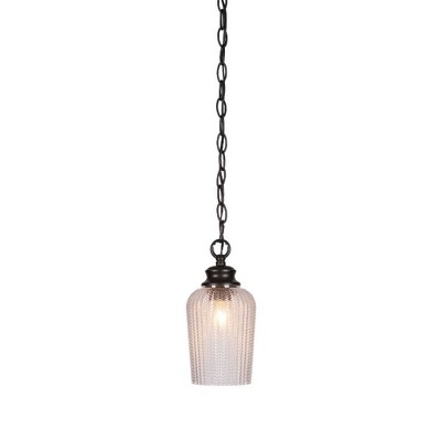 Toltec Lighting Cordova 1 - Light Pendant in  Matte Black with 5" Clear Textured Shade