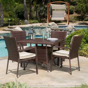 Campbell 5pc Wicker Patio Dining Set with Cushions - Multibrown - Christopher Knight Home