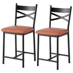 GustoWave Bar Stools Set of 2, 37'' Counter Height Bar Stools, Modern Counter Stools with Back and Footrest, Counter Height Barstools - 1 of 4
