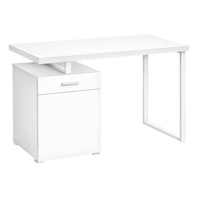 Monarch Specialties Computer Desk Home Office Laptop Left Right Set-Up Storage Drawers 48InchL Work Metal Laminate White Contemporary Modern