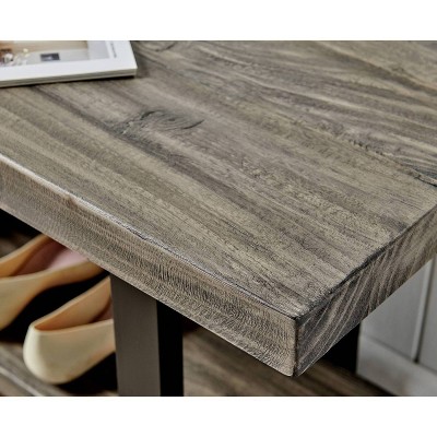 Pomona Slate Gray Metal and Reclaimed Wood Bench