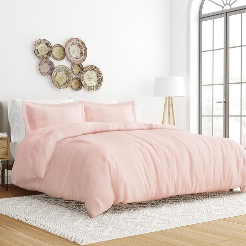 Solid 3 Piece Duvet Cover Sets, 19 Colors - Ultra Soft, Easy Care, Wrinkle  Free - Becky Cameron / Blush, King/California King