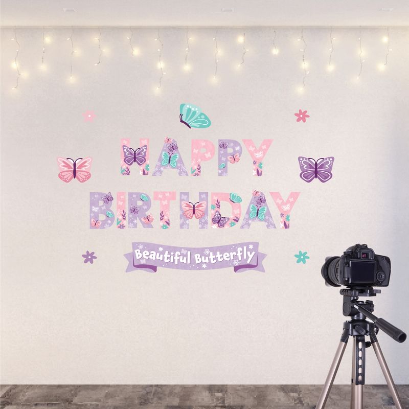 Big Dot of Happiness Beautiful Butterfly - Peel and Stick Floral Birthday Party Decoration - Wall Decals Backdrop, 5 of 8