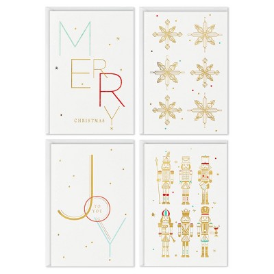 Hallmark 40ct Assorted Boxed Holiday Greeting Card Pack Gold Metallic