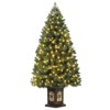 4.5 Ft PreLit Artificial Christmas Tree with Lights,Snow Flocked,Traditional Green Design,Include Elk Base and Berries for In/Outdoor Holiday Decor - 4 of 4