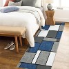 Acekool Washable Runner Rug 4x6: Non-Slip Geometric Carpet for Hallway, Living Room – Dark Blue, Foldable & Fast-Drying - 3 of 4