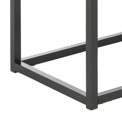 Transitional Black Marble & Metal Console Table - 39" Rectangular