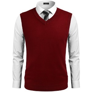COOFANDY Men's Sleeveless V Neck Pullover Sweater Slim Fit Casual Argyle Sweater Vest - 1 of 4