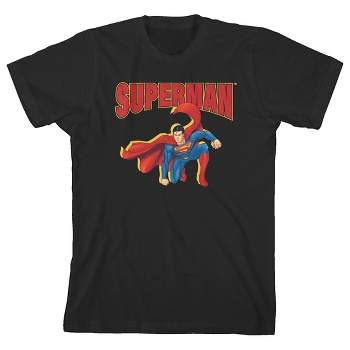 Superman Landing Crew Neck Short Sleeve Black T-shirt Toddler Boy to Youth Boy