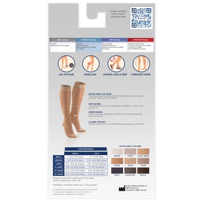 Truform Sheer Compression Stockings, 15-20 mmHg, Women's Knee High Length, 20 Denier Black 3X-Large