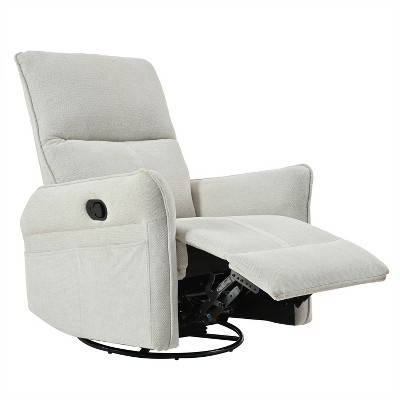 Racxily PU Rocking Recliner Chair, Nursery Rocking ChairModern Small Rocking Swivel Recliner Chair for Bedroom, Side Pocket, Brown