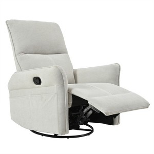 Racxily PU Rocking Recliner Chair, Nursery Rocking ChairModern Small Rocking Swivel Recliner Chair for Bedroom, Side Pocket, Brown - 1 of 4
