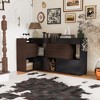 Okak Buffet Sideboard Cabinet with Drawer, Corner Cabinet for Living Room/Hallway/Kitchen/Office, Black & Walnut - 3 of 4