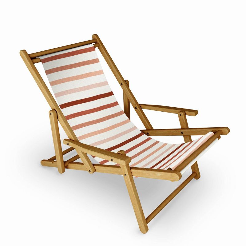 Little Arrow Design Co Terra Cotta Stripes Sling Chair - UV-Resistant, Water-Proof, Adjustable Recline, Collapsible Wood Frame - Deny Designs, 1 of 4