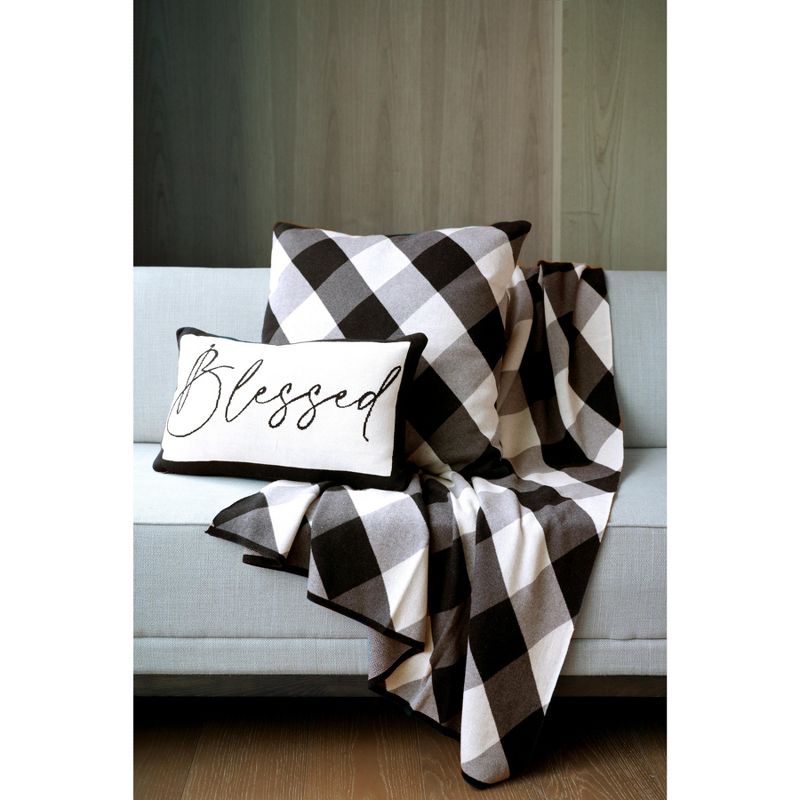 Shiraleah Black and White "Blessed" Lumbar Pillow, 2 of 5