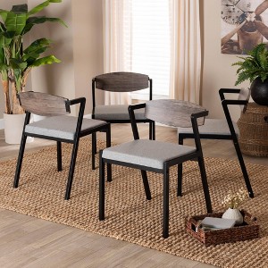 Baxton Studio 4pc Revelin Fabric and Metal Dining Chair Set Gray/Dark Brown/Black - 1 of 4