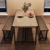 Vintage Kitchen Dining Set with Table and 2 Upholstered Benches, Perfect for Small Spaces and Seating for Two - 4 of 4