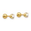 Black Bow Jewelry Reversible 4mm Crystal and Ball Screw Back Earrings in 14k Yellow Gold - 3 of 4